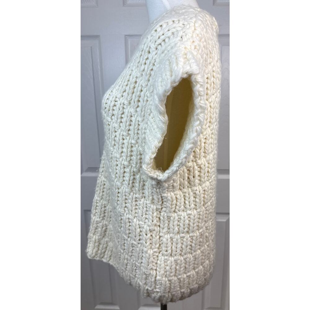 English Factory Cream Chunky Knit Sweater Short Sleeve Pullover Medium Boho - Picture 4 of 7
